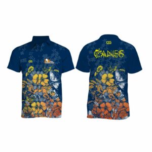 Canes Navy Party Shirt with Swirls