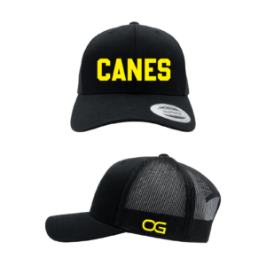 Canes Black with Yellow FlexFit Trucker Cap OSFA